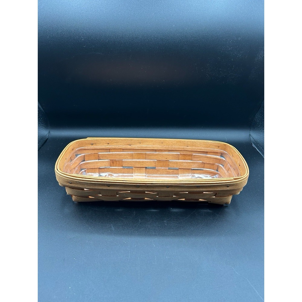 Longaberger 1995 Bread Cracker Basket & Protector Handwoven